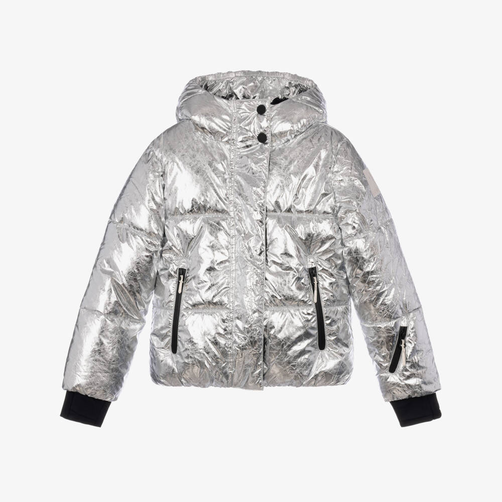 Molo-Girls Crinkled Silver Après Ski Jacket | Childrensalon