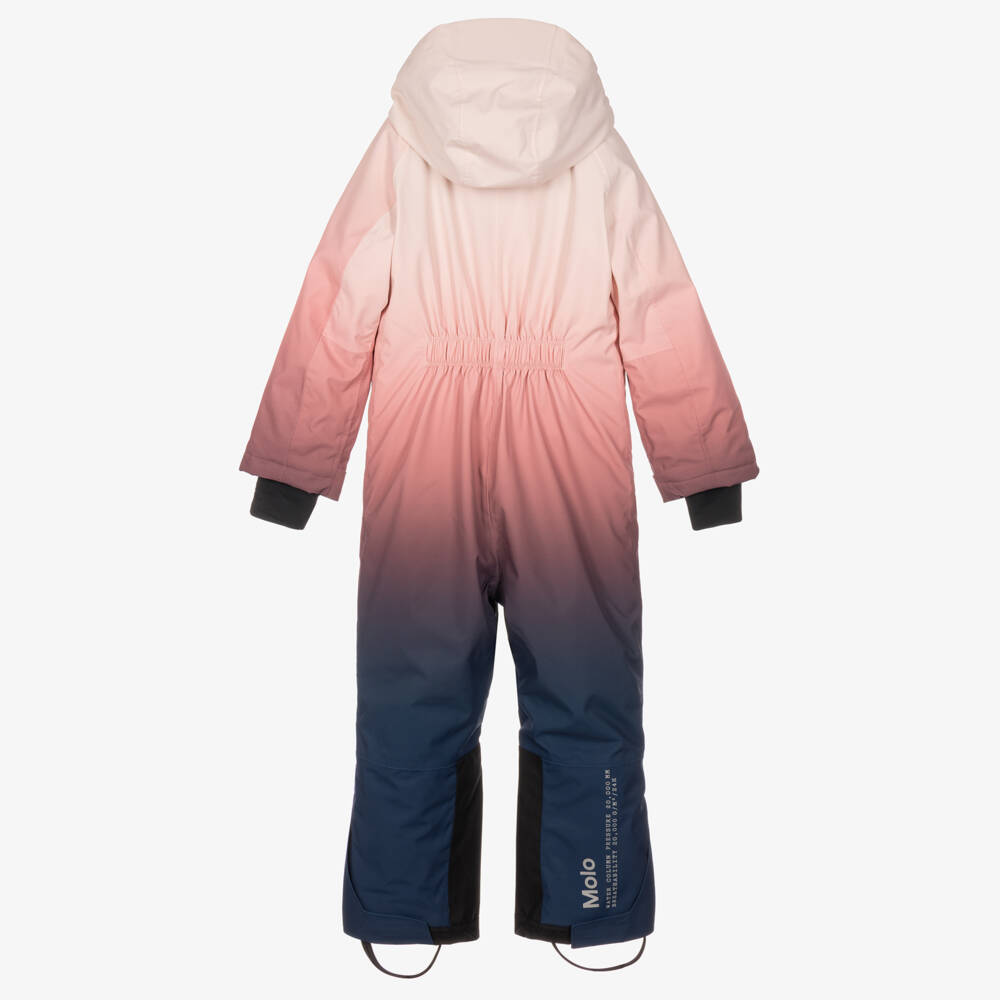 Molo-Girls Faded Pink & Blue Waterproof Snowsuit | Childrensalon