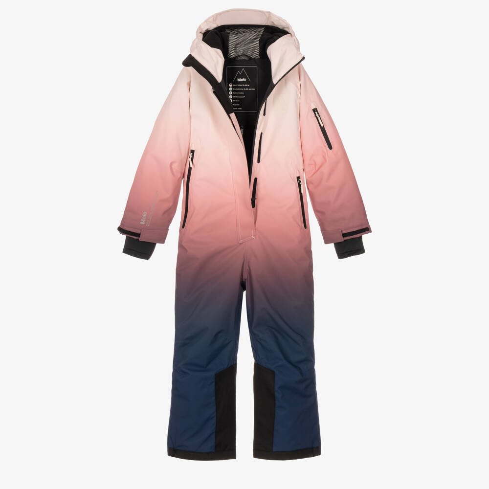 Molo-Girls Faded Pink & Blue Waterproof Snowsuit | Childrensalon
