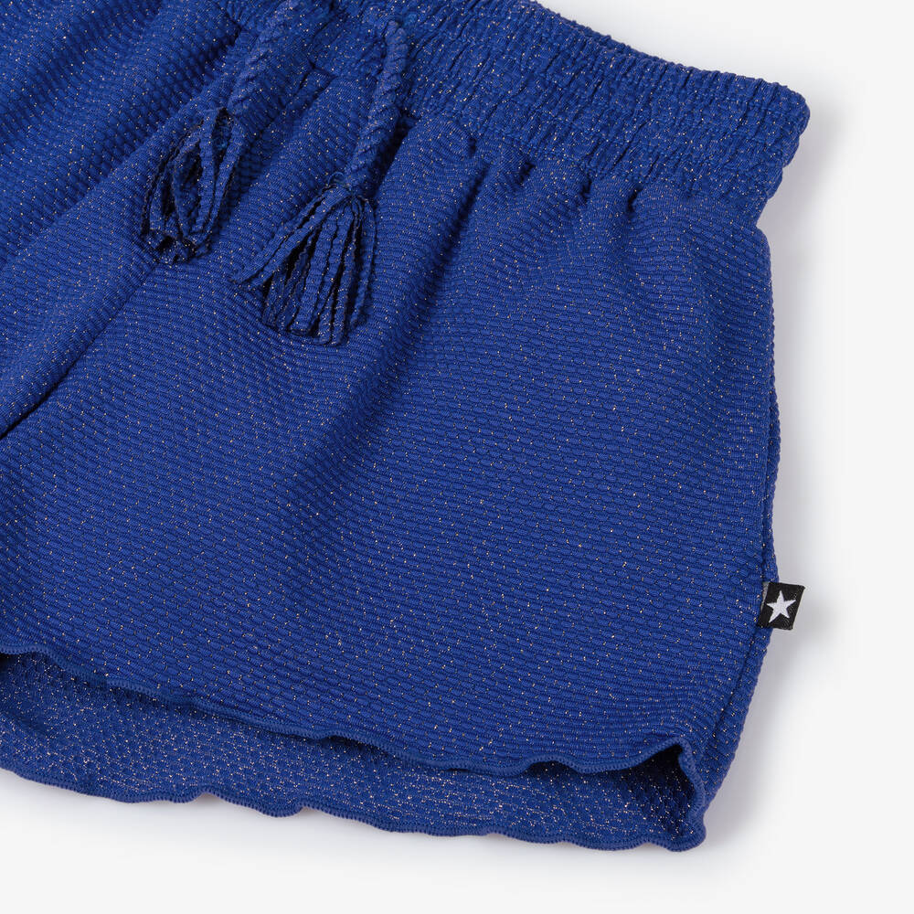 Molo-Girls Glittery Blue Swim Shorts (UPF50+) | Childrensalon