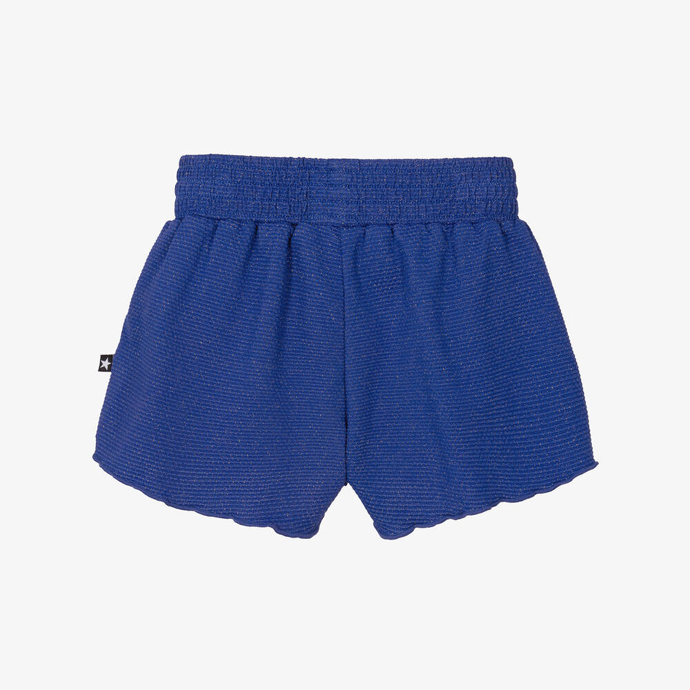 Molo-Girls Glittery Blue Swim Shorts (UPF50+) | Childrensalon