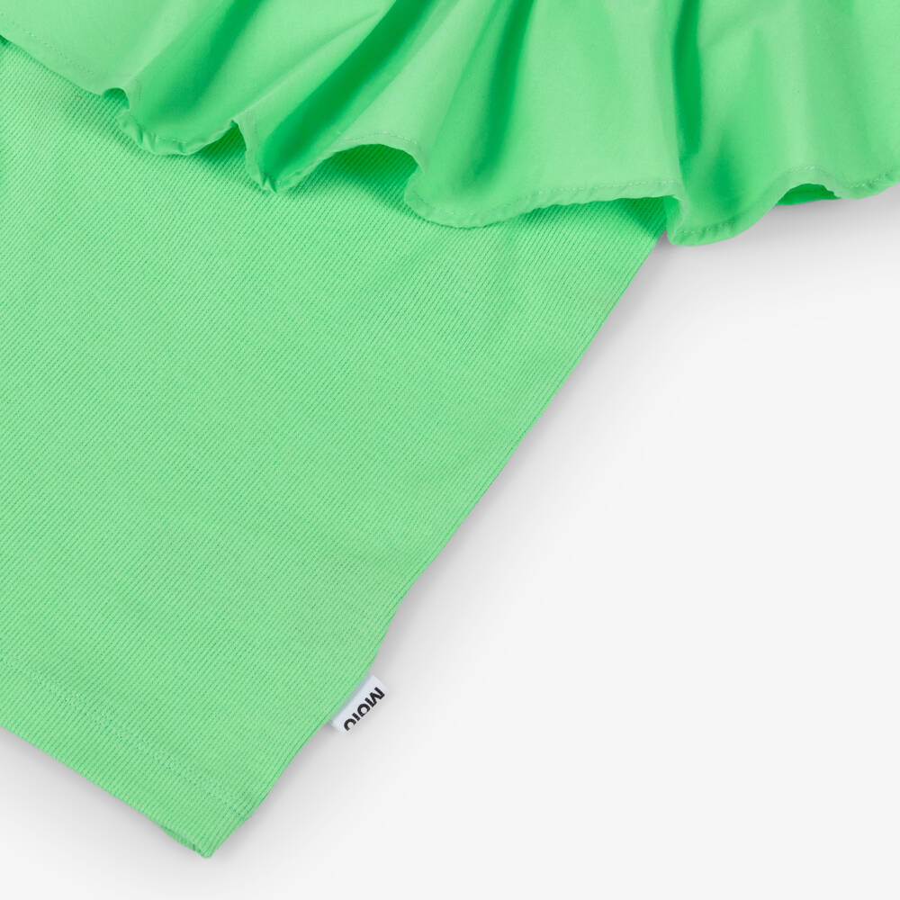 Molo-Girls Green Organic Cotton One Shoulder Top | Childrensalon