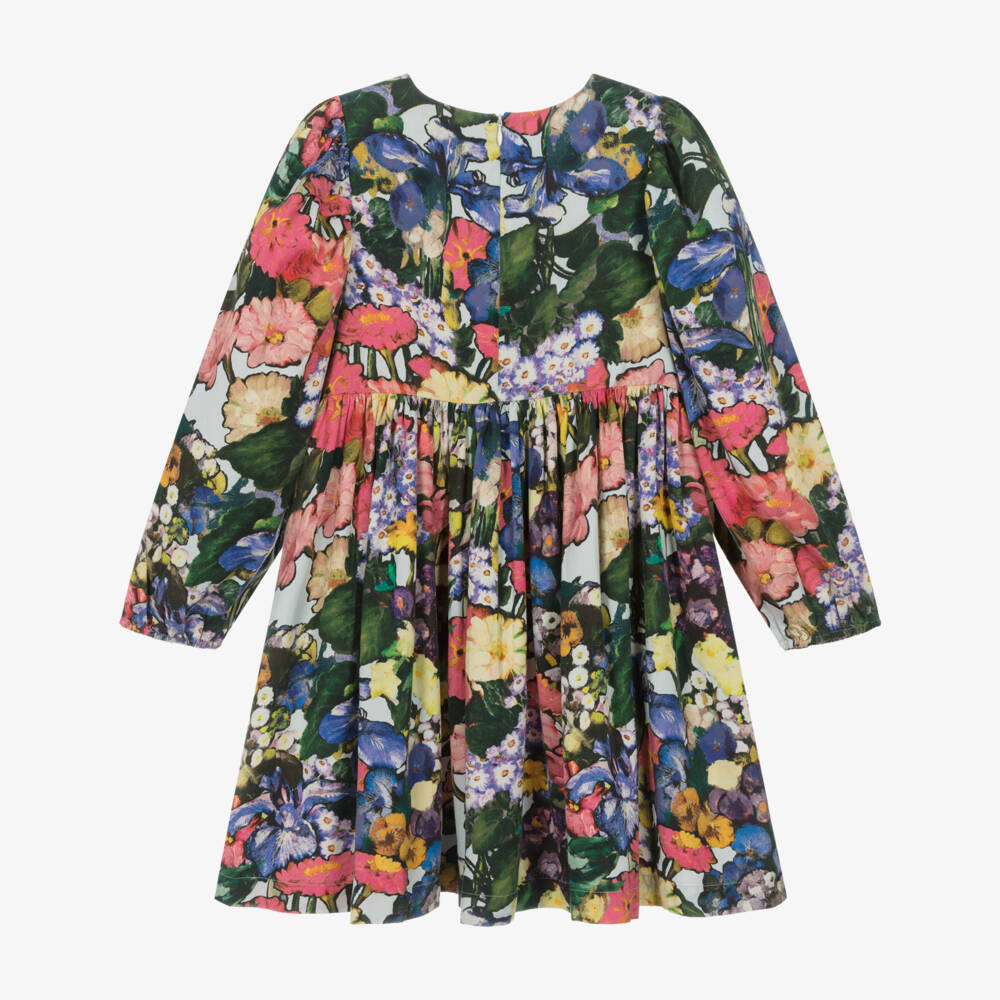 Molo-Girls Green & Purple Floral Dress | Childrensalon
