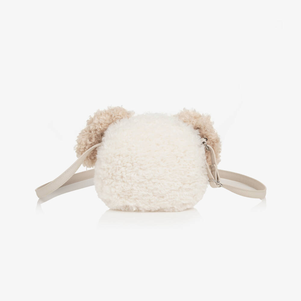 Molo-Girls Ivory & Beige Fluffy Poodle Shoulder Bag (19cm) | Childrensalon