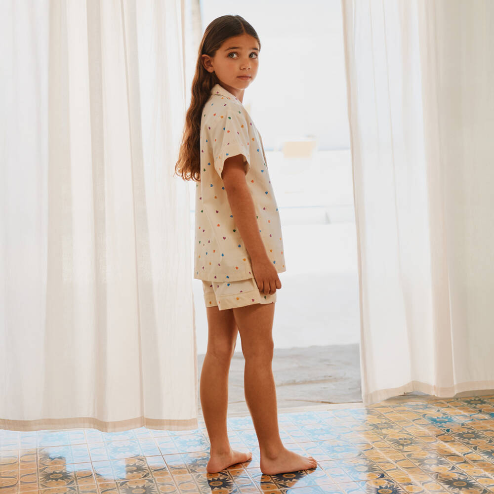 Molo-بيجاما بطبعة قلوب لون عاجي للبنات  | Childrensalon