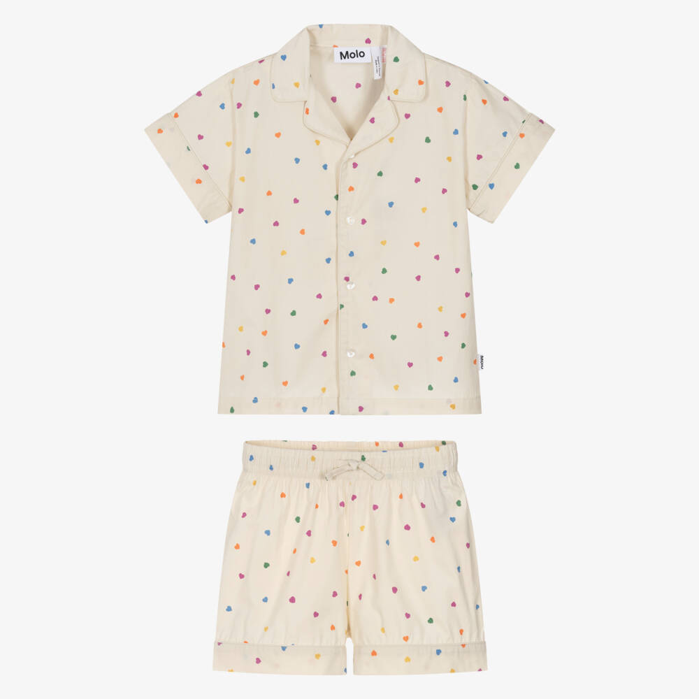 Molo-بيجاما بطبعة قلوب لون عاجي للبنات  | Childrensalon