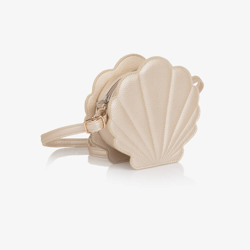 Molo-Girls Ivory Faux Leather Seashell Shoulder Bag (19cm) | Childrensalon