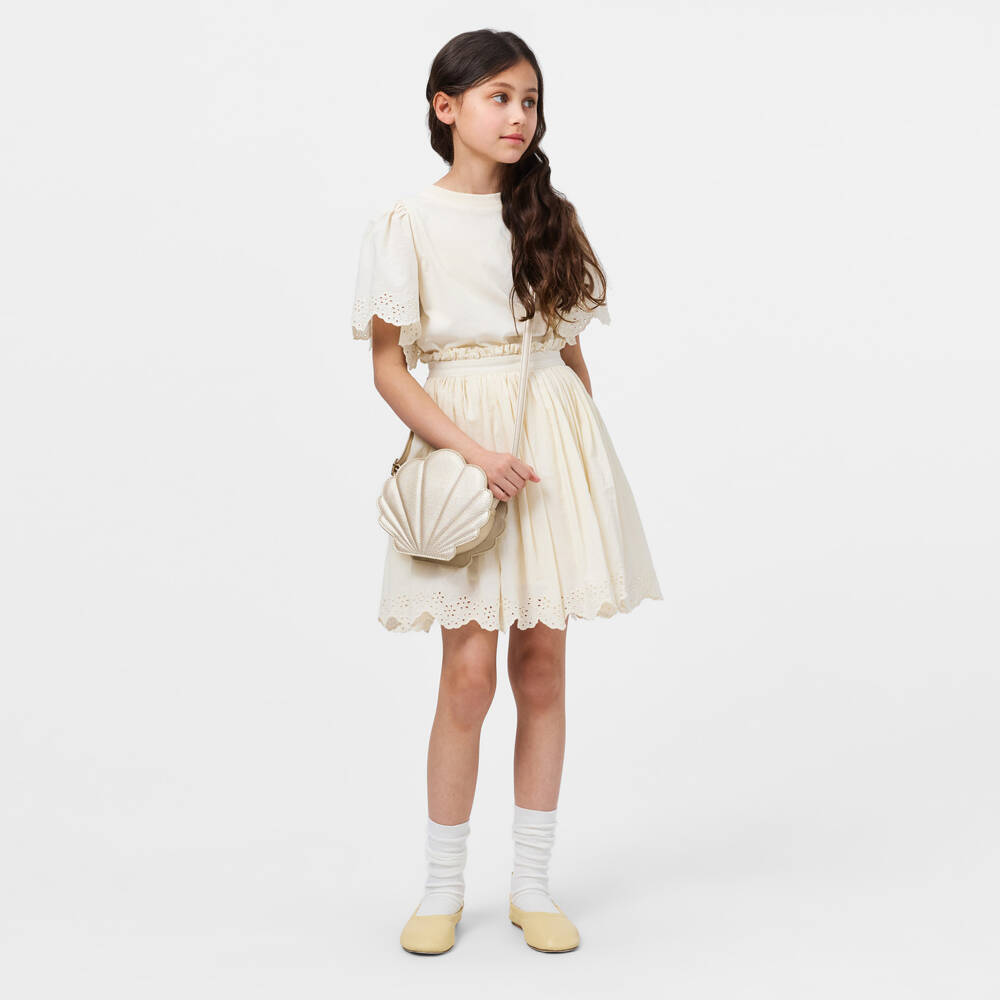 Molo-Girls Ivory Faux Leather Seashell Shoulder Bag (19cm) | Childrensalon