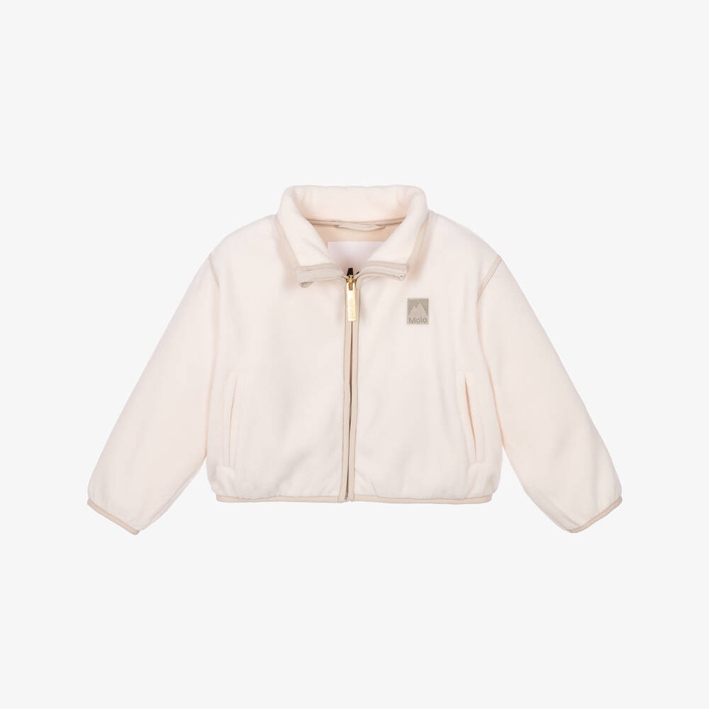 Molo-Girls Ivory Fleece Zip-Up Top | Childrensalon