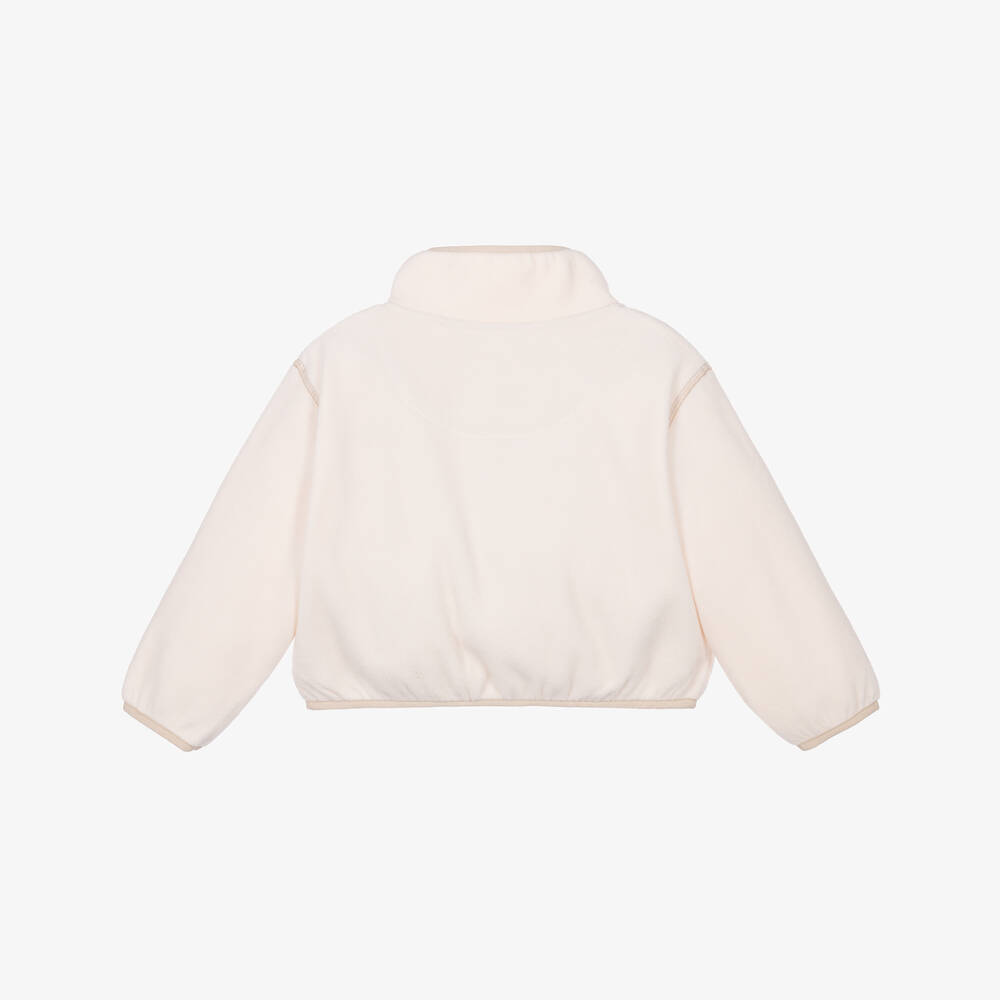 Molo-Girls Ivory Fleece Zip-Up Top | Childrensalon