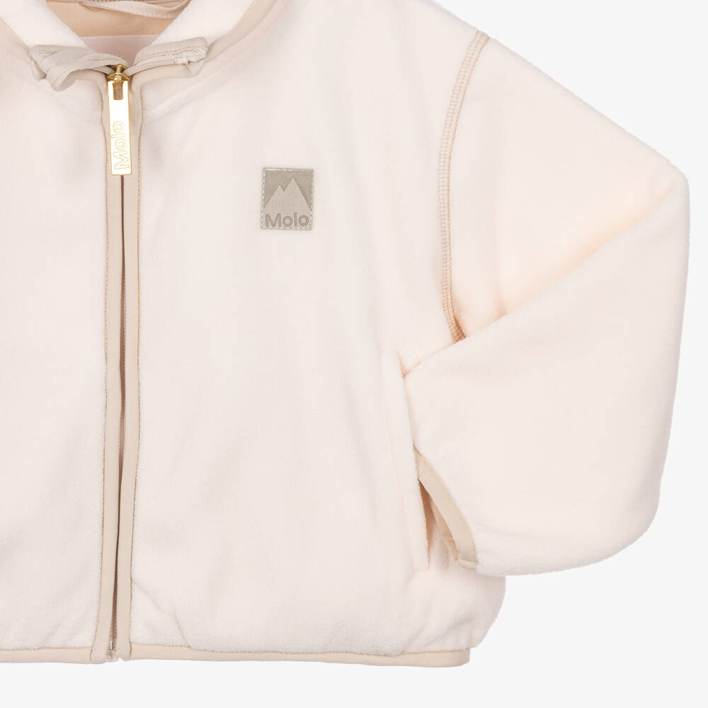 Molo-Girls Ivory Fleece Zip-Up Top | Childrensalon