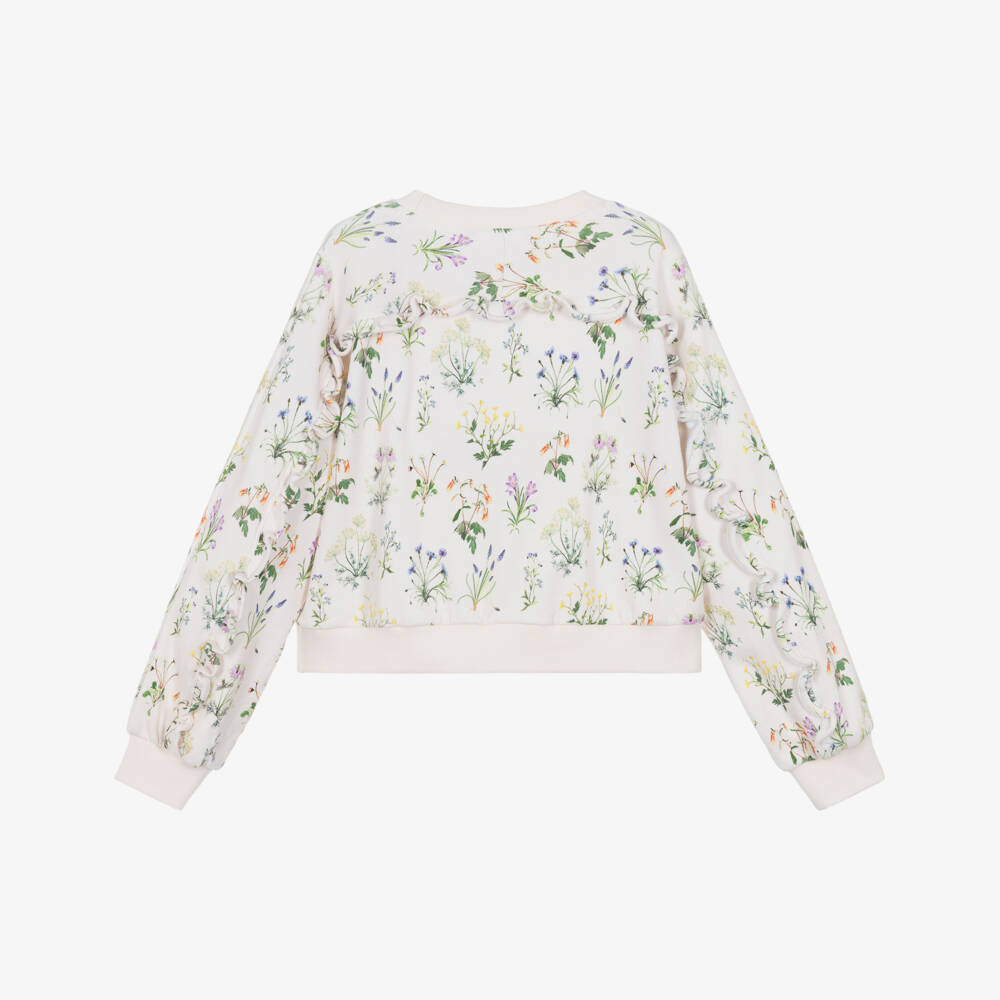Molo-Girls Ivory Floral Print Organic Cotton Jersey Sweatshirt | Childrensalon