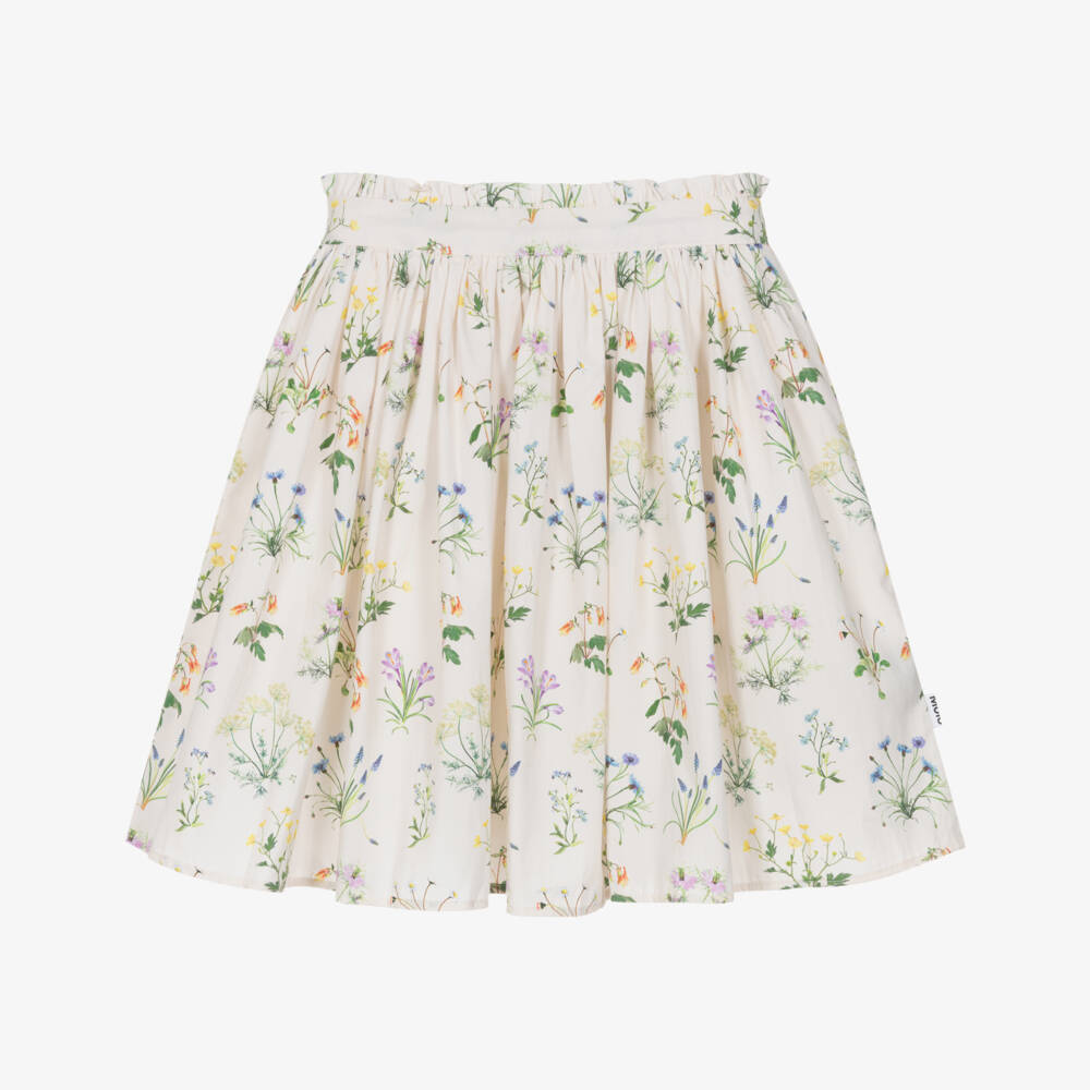Molo-Girls Ivory Floral Print Organic Cotton Skirt | Childrensalon