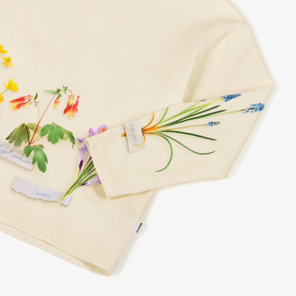 Molo-Girls Ivory Floral Print Organic Cotton Sweatshirt | Childrensalon