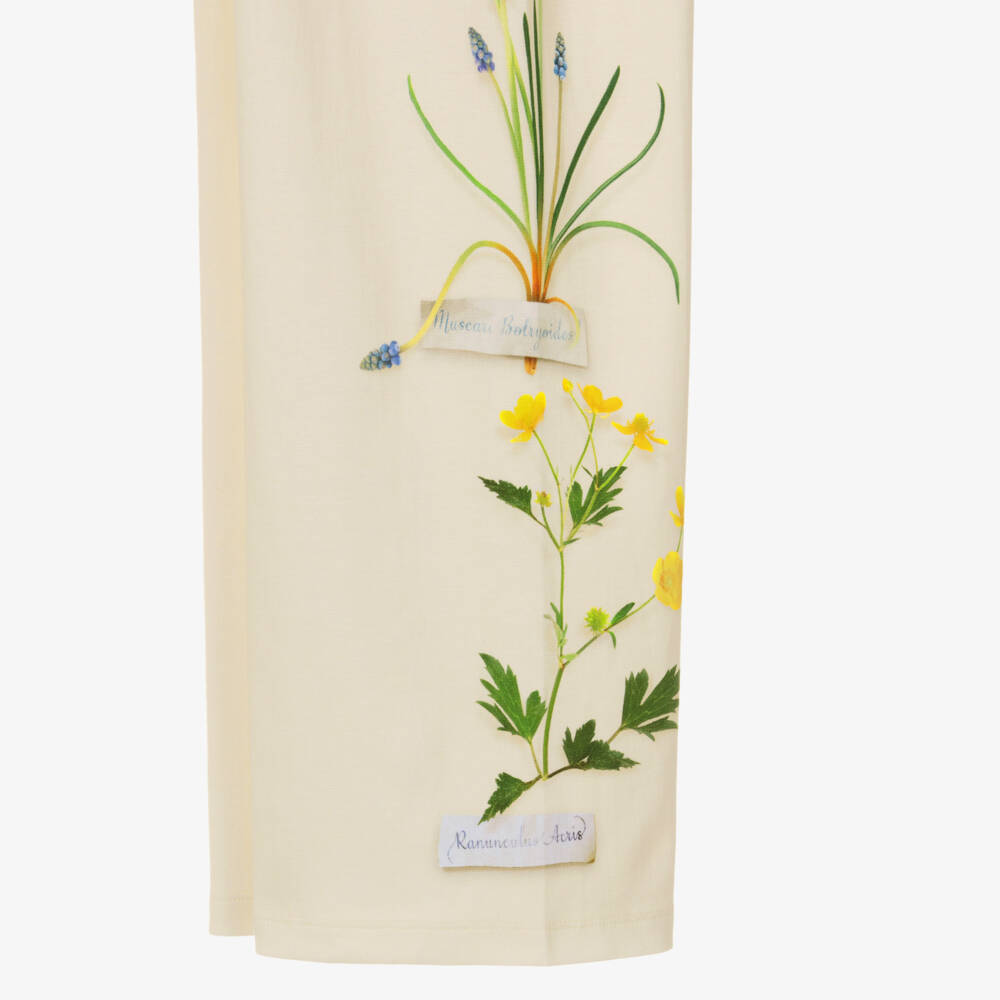 Molo-Girls Ivory Floral Print Wide-Leg Organic Cotton Joggers | Childrensalon