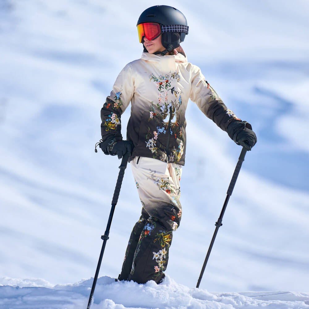 Molo-Girls Ivory Floral Technical & Waterproof Ski Trousers | Childrensalon