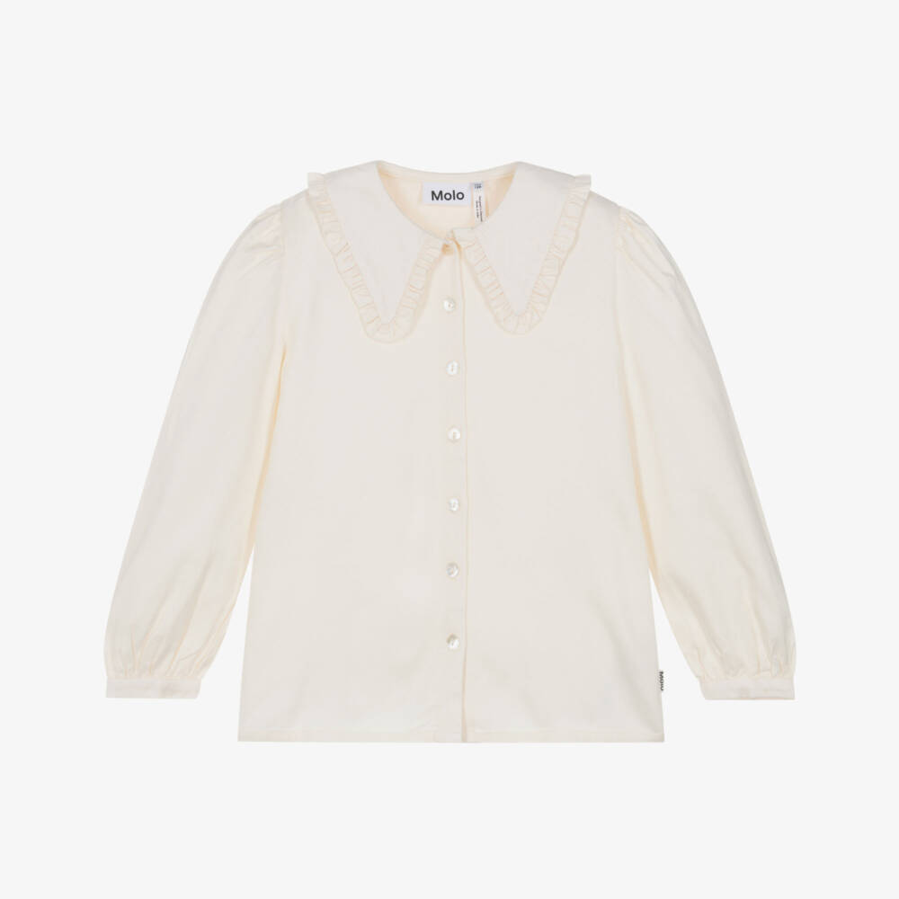 Molo-Girls Ivory Frilled Collar Blouse | Childrensalon