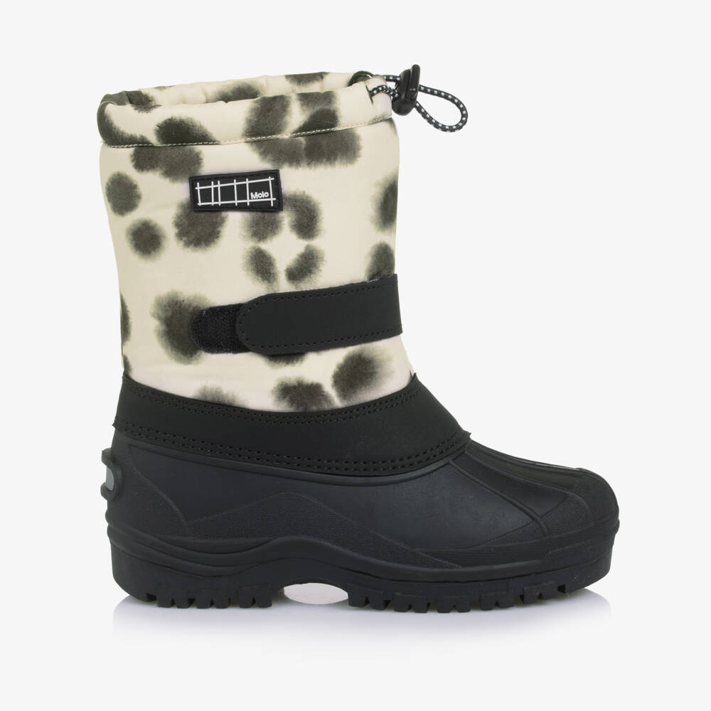 Molo-Girls Ivory Leopard Print Snow Boots | Childrensalon
