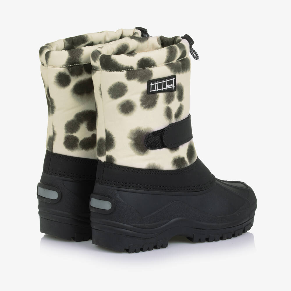 Molo-Girls Ivory Leopard Print Snow Boots | Childrensalon