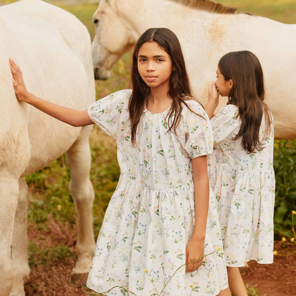 Molo-فستان قطن عضوي لون عاجي للبنات | Childrensalon