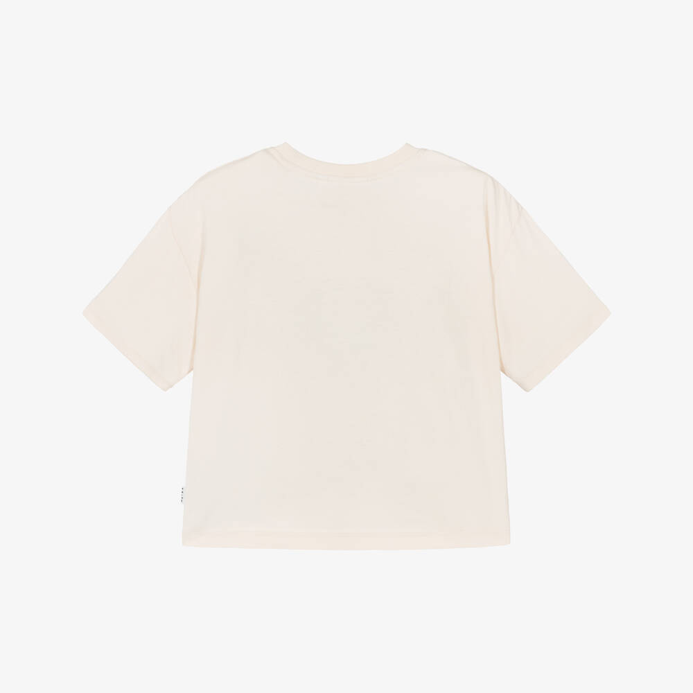 Molo-Girls Ivory Organic Cotton Sequin Macaroon T-Shirt | Childrensalon