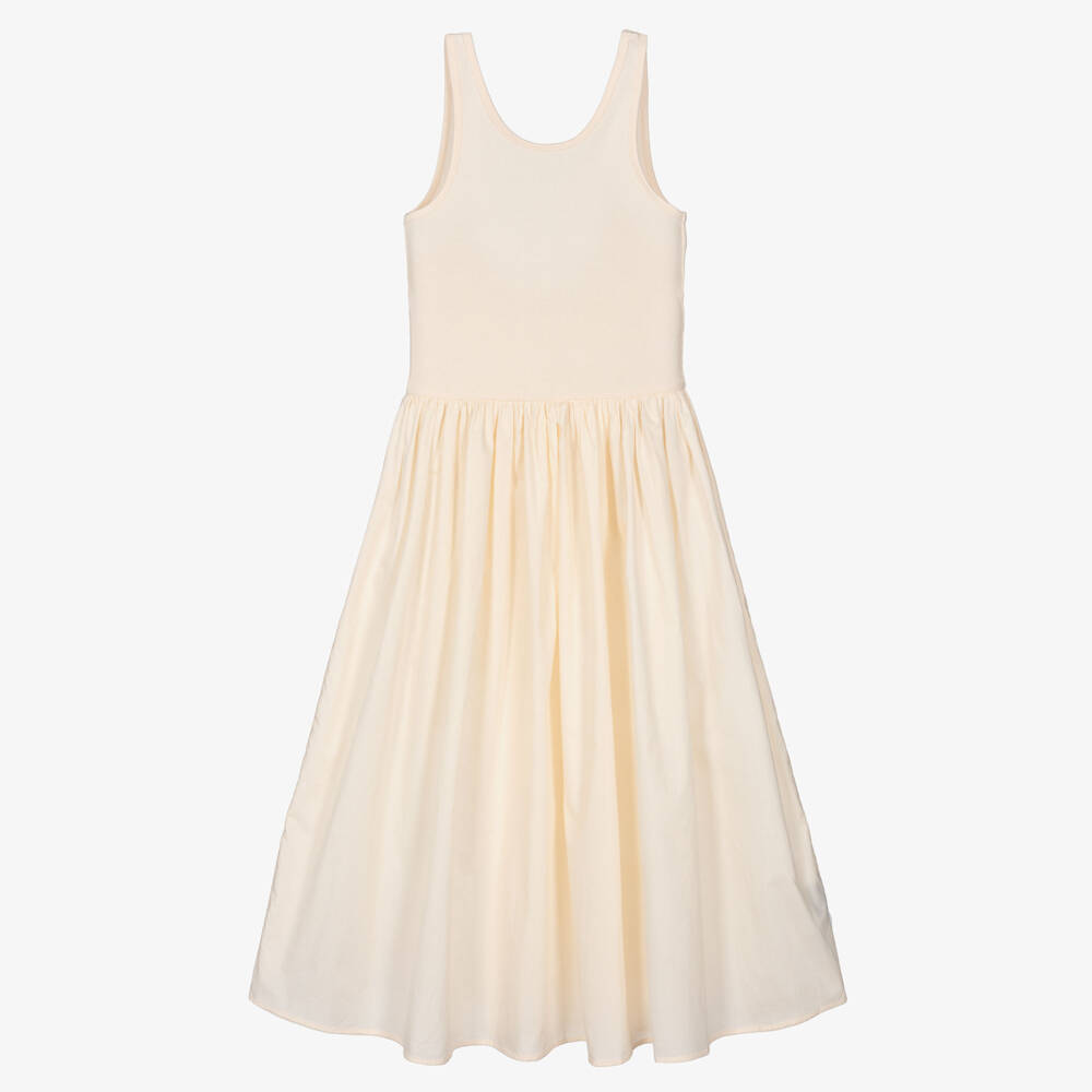 Molo-Girls Ivory Organic Cotton Sleeveless Dress | Childrensalon