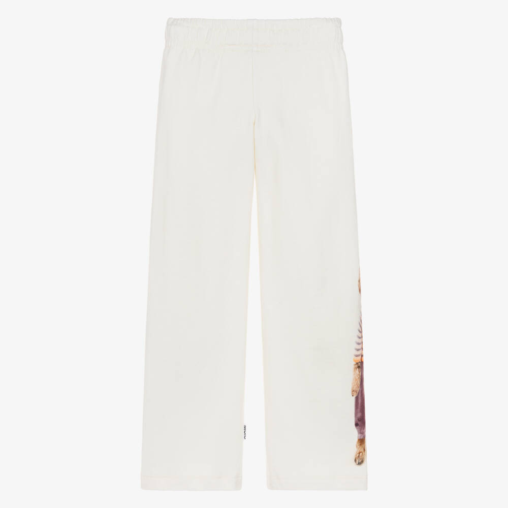 Molo-Girls Ivory Organic Cotton Wide-Leg Sweatpants | Childrensalon