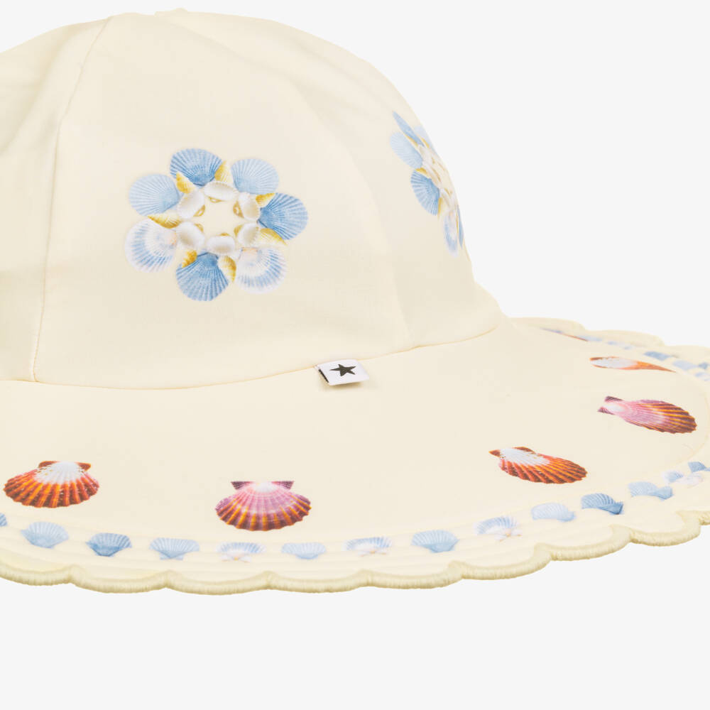 Molo-Girls Ivory Shell Print Swim Hat (UPF50+) | Childrensalon