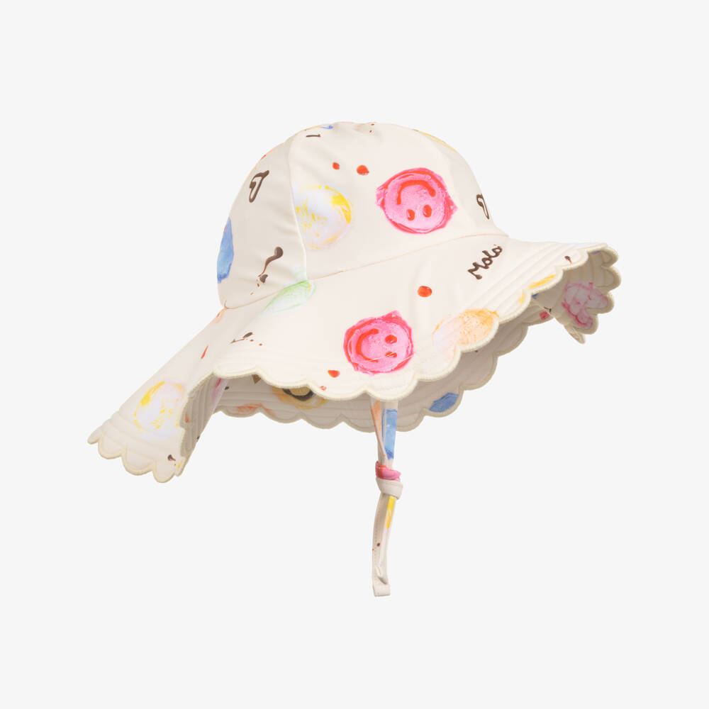 Molo-Girls Ivory Smiling Ice Cream Scoops Swim Hat (UPF50+) | Childrensalon