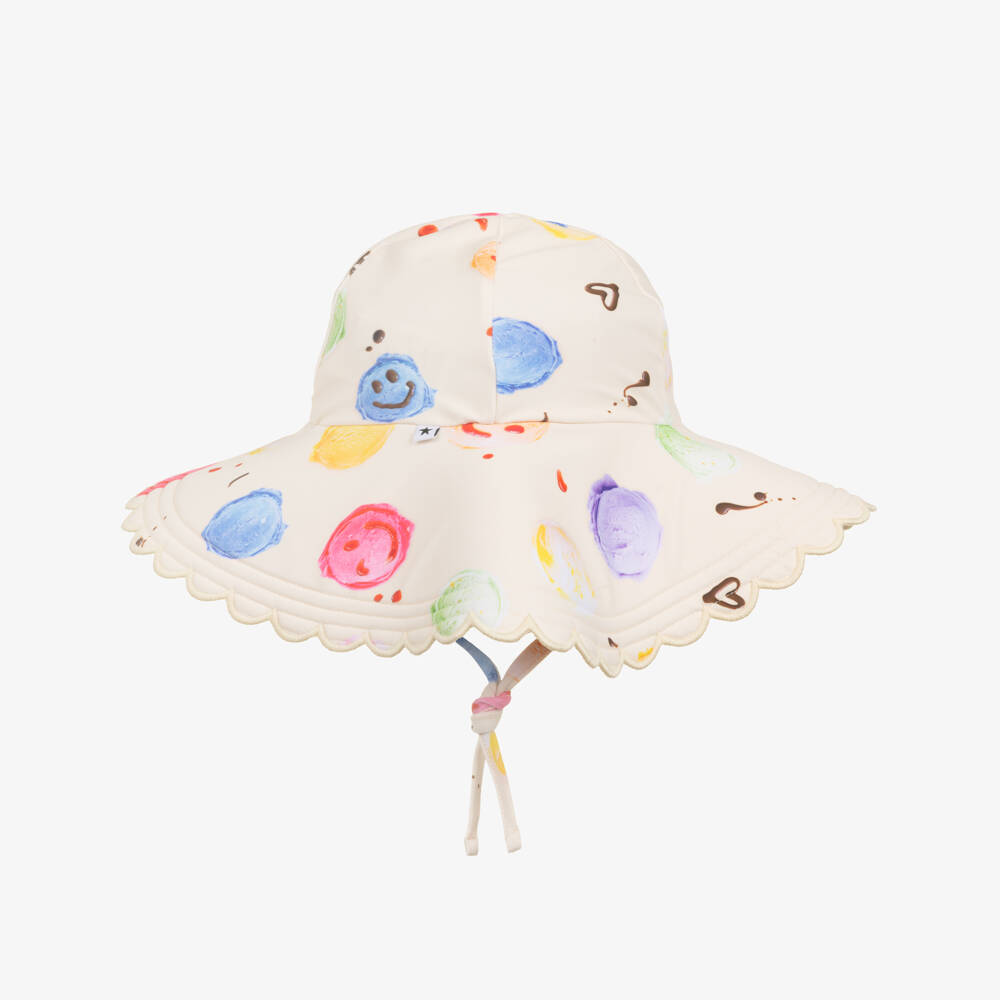 Molo-Girls Ivory Smiling Ice Cream Scoops Swim Hat (UPF50+) | Childrensalon