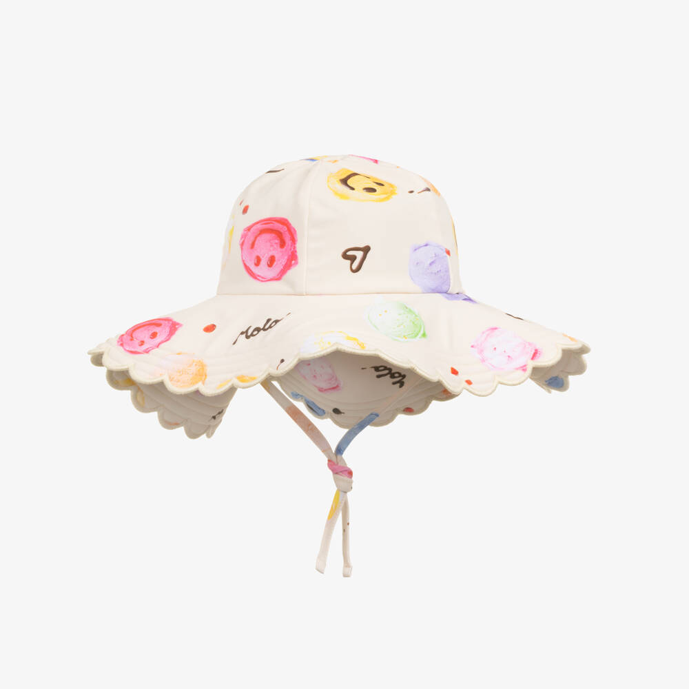 Molo-Girls Ivory Smiling Ice Cream Scoops Swim Hat (UPF50+) | Childrensalon