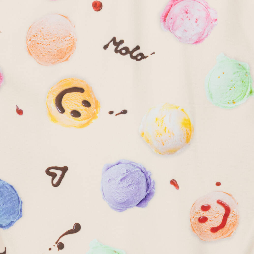 Molo-Girls Ivory Smiling Ice Cream Scoops Swimsuit (UPF50+) | Childrensalon