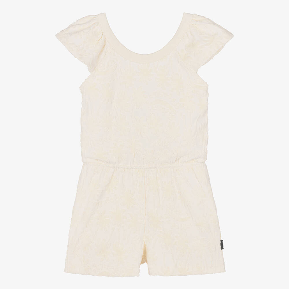 Molo-Girls Ivory Terry Jacquard Beach Playsuit | Childrensalon