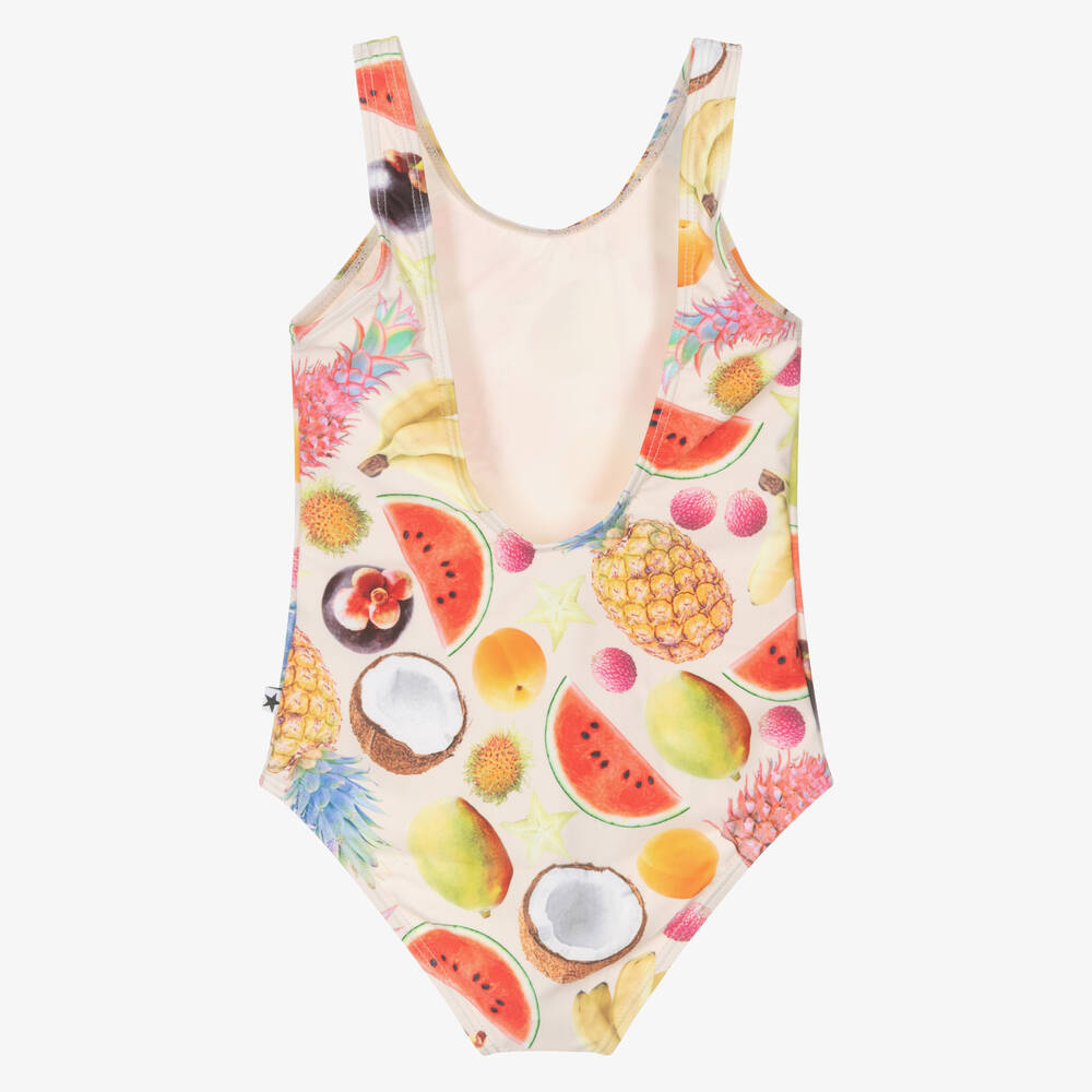 Molo-Girls Ivory Tropical Fruit Swimsuit (UPF50+) | Childrensalon