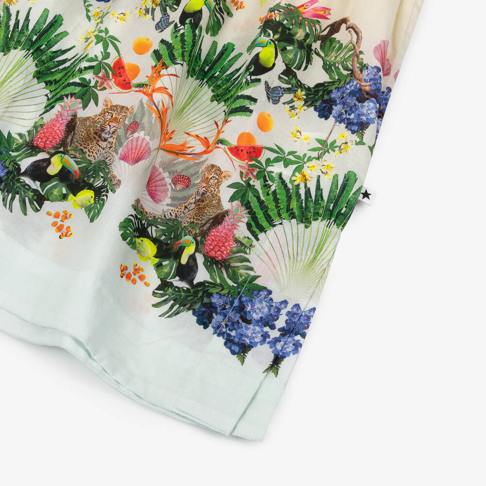 Molo-Girls Ivory Tropical Print Cotton Kaftan Dress | Childrensalon