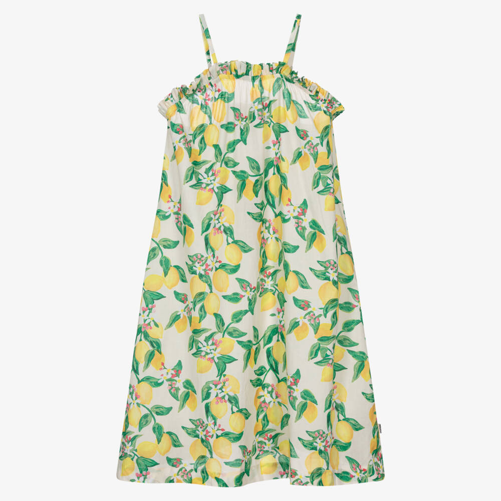 Molo-Girls Ivory & Yellow Lemon Print Beach Dress | Childrensalon