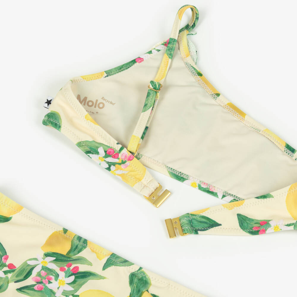 Molo-Girls Ivory & Yellow Lemon Print Bikini (UPF50+) | Childrensalon