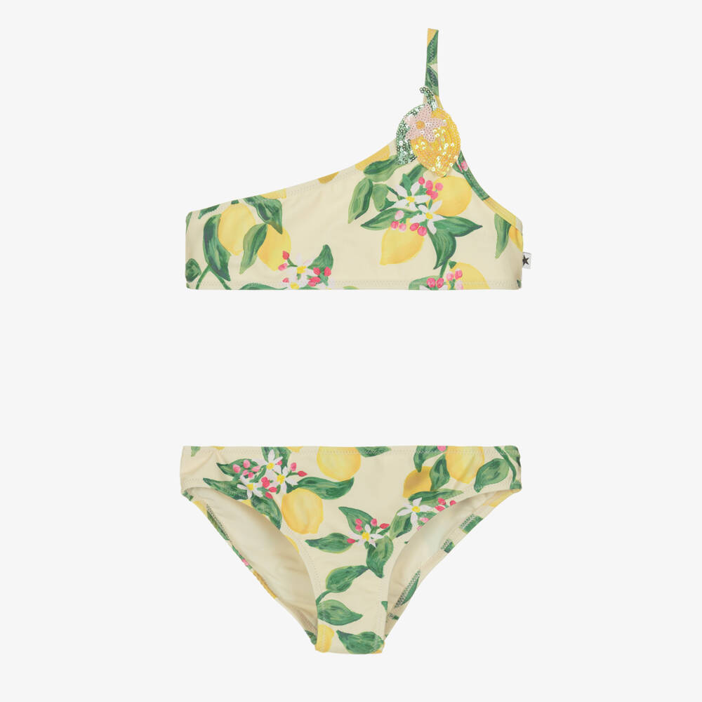 Molo-Girls Ivory & Yellow Lemon Print Bikini (UPF50+) | Childrensalon