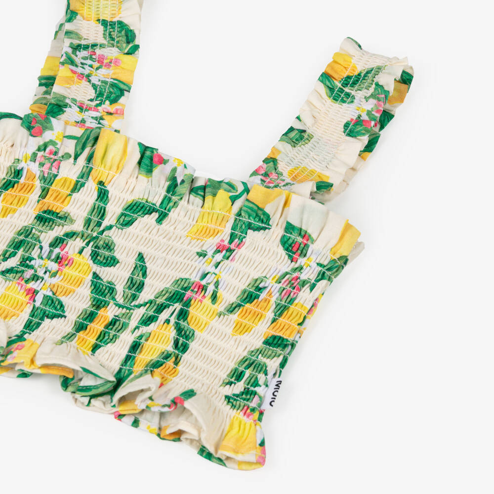Molo-Girls Ivory & Yellow Lemon Print Cotton Sleeveless Top | Childrensalon