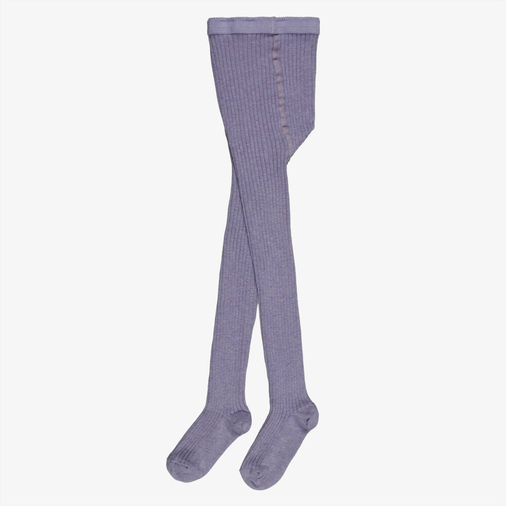 Molo-Girls Lavender Purple Ribbed Tights | Childrensalon