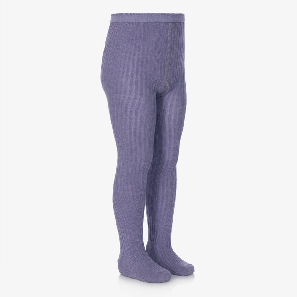 Molo-Girls Lavender Purple Ribbed Tights | Childrensalon