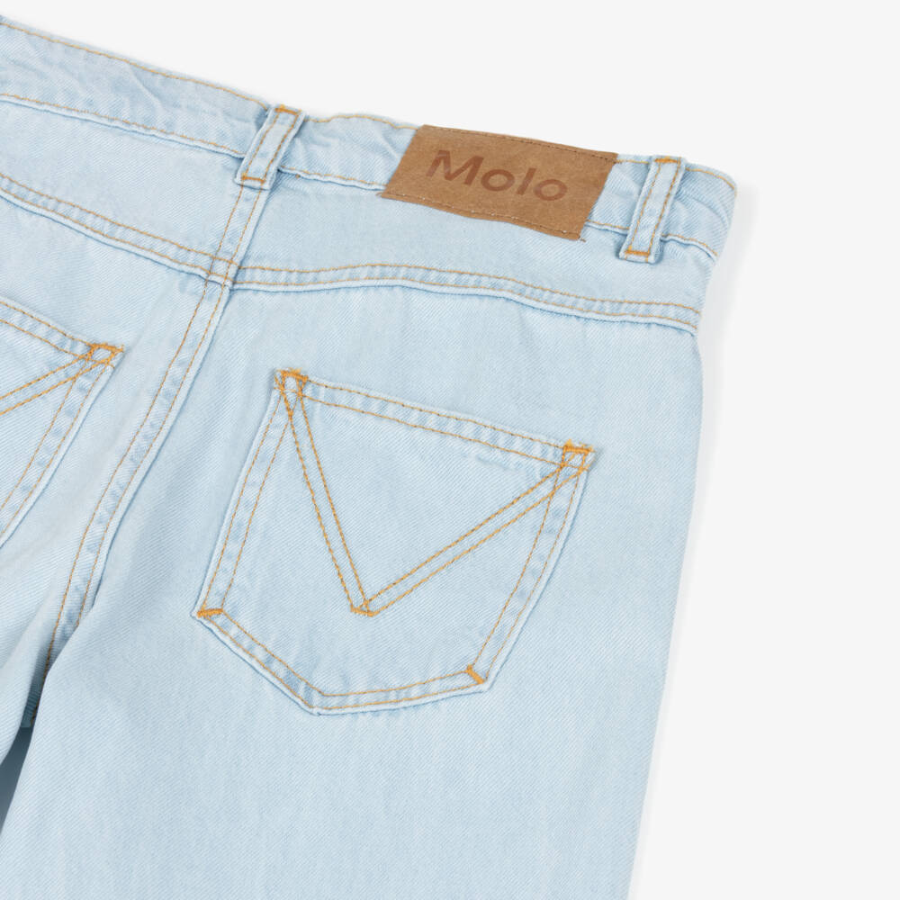 Molo-Girls Light Blue Ruffle Cuff Denim Jeans | Childrensalon