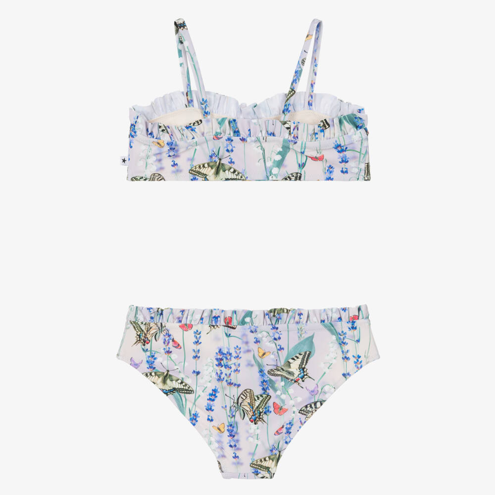 Molo-Girls Lilac Bikini with Butterfly & Flower Print (UPF50+) | Childrensalon