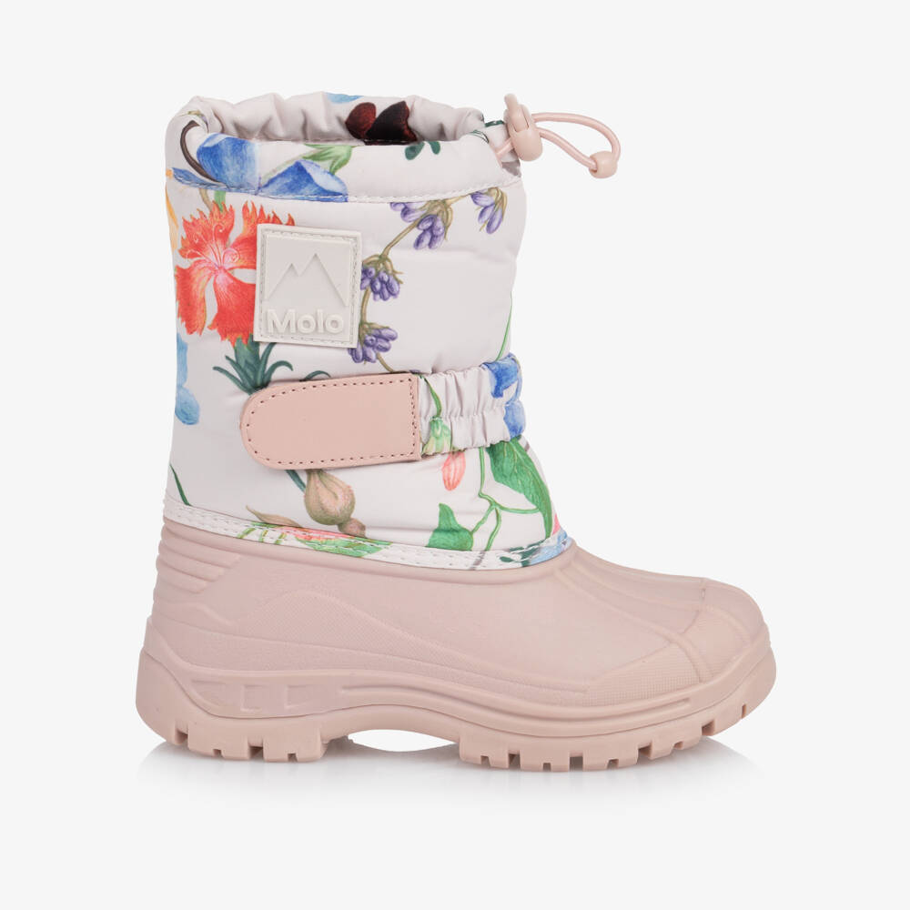 Molo-Girls Lilac Pink Wildflower Print Snow Boots | Childrensalon