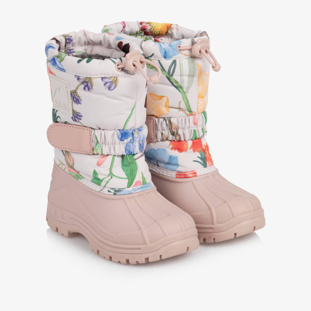 Molo-Girls Lilac Pink Wildflower Print Snow Boots | Childrensalon