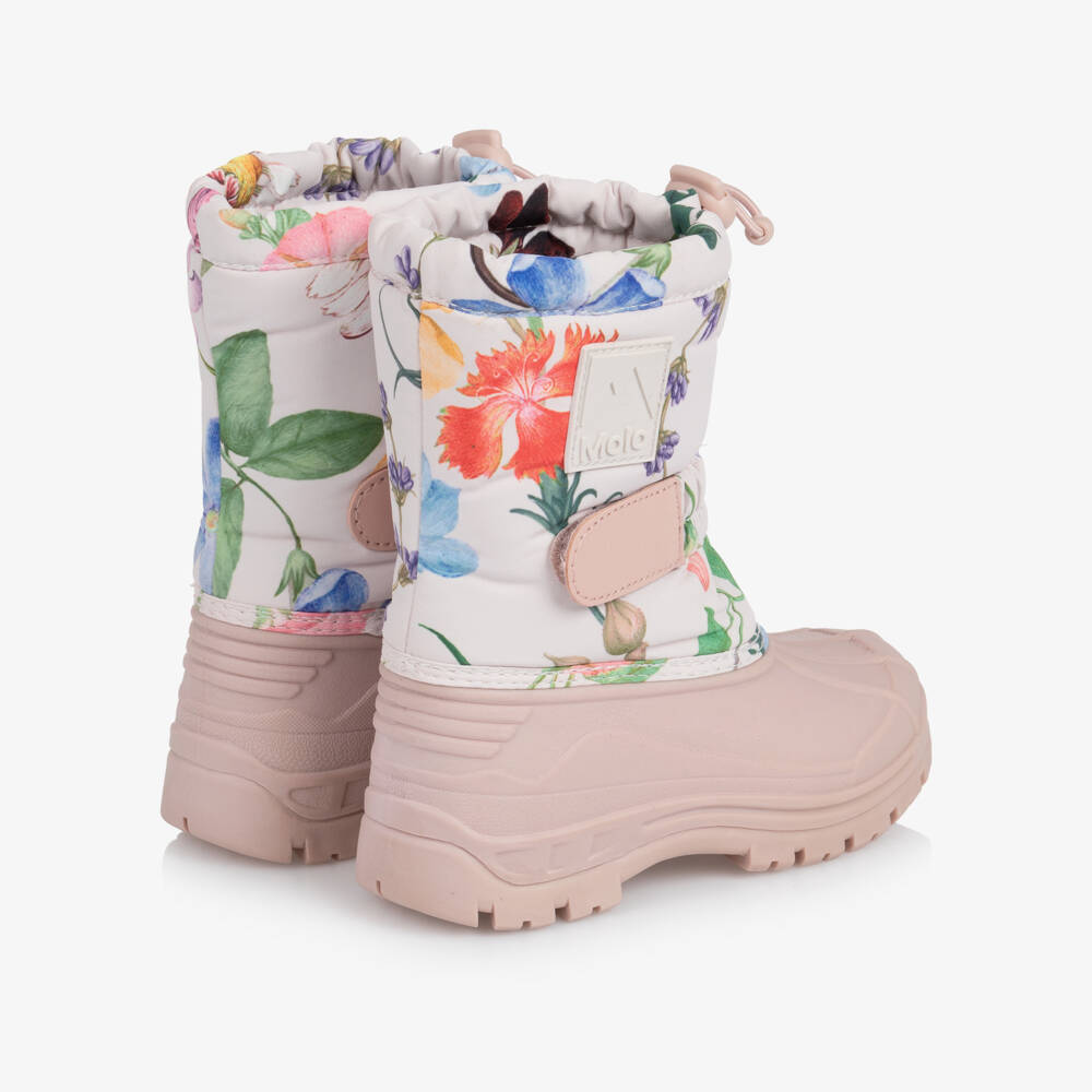 Molo-Girls Lilac Pink Wildflower Print Snow Boots | Childrensalon