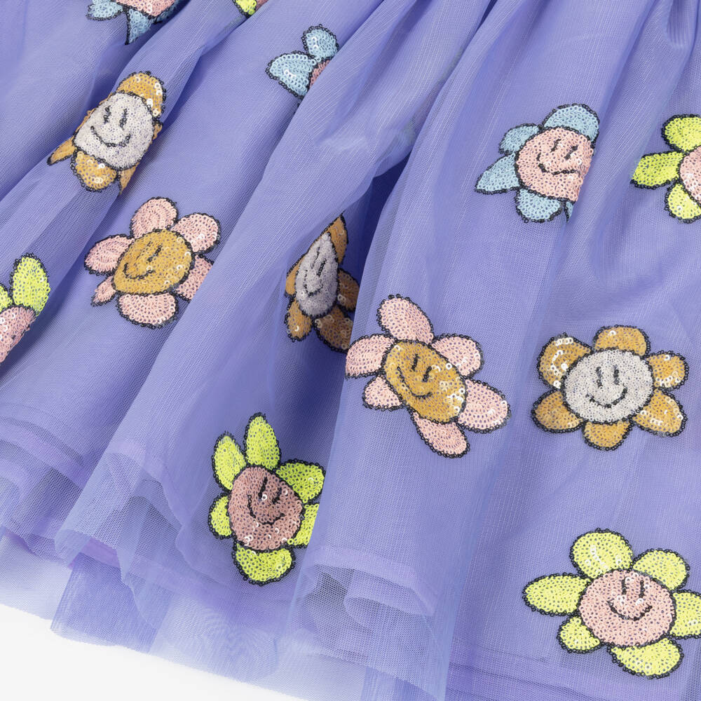 Molo-Girls Lilac Purple Dress with Sequin Flowers | Childrensalon