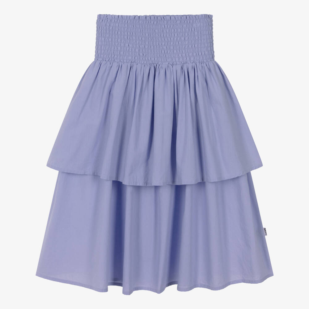 Molo-Girls Lilac Tiered Cotton Skirt | Childrensalon