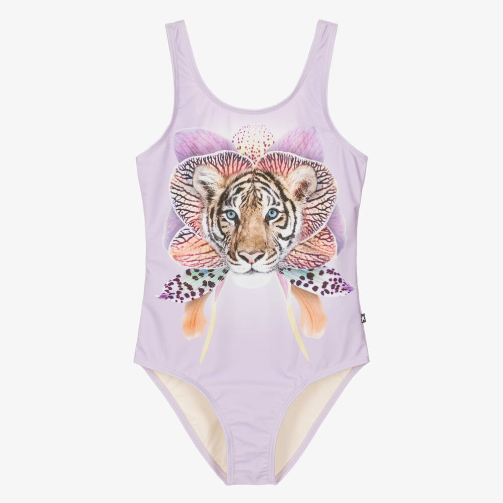Molo-Girls Lilac Tiger & Orchid Swimsuit (UPF50+) | Childrensalon