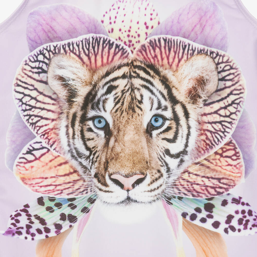 Molo-Girls Lilac Tiger & Orchid Swimsuit (UPF50+) | Childrensalon